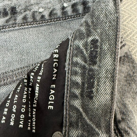 American Eagle Mom Jean Women 4 Gray Punk Grunge Y2K Relaxed Distressed Acid - Picture 6 of 14